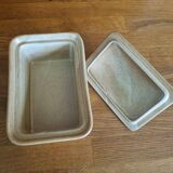 Vintage stoneware butter dish Village CNP with lid