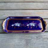Blue and gold cake dish