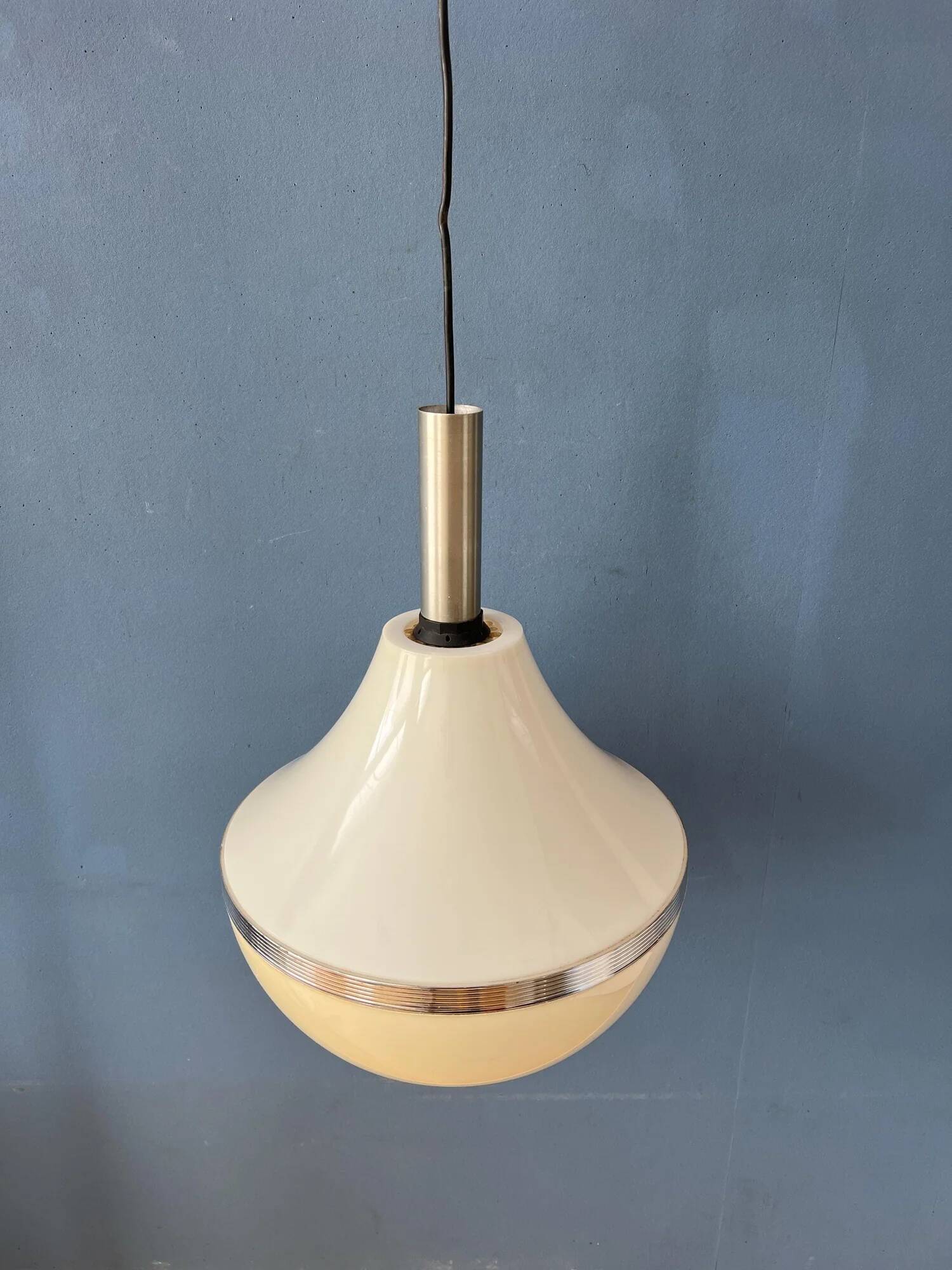 Vintage beige plexiglass space age pendant light