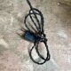 Rattan lamp post base with magazine holder