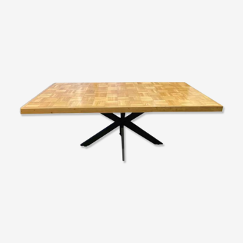 Table à manger rectangulaire industrielle en bois et acier
