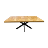 Table à manger rectangulaire industrielle en bois et acier