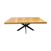 Rectangular industrial dining table in steel and wood