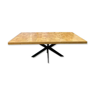 Table à manger rectangulaire industrielle en bois et acier