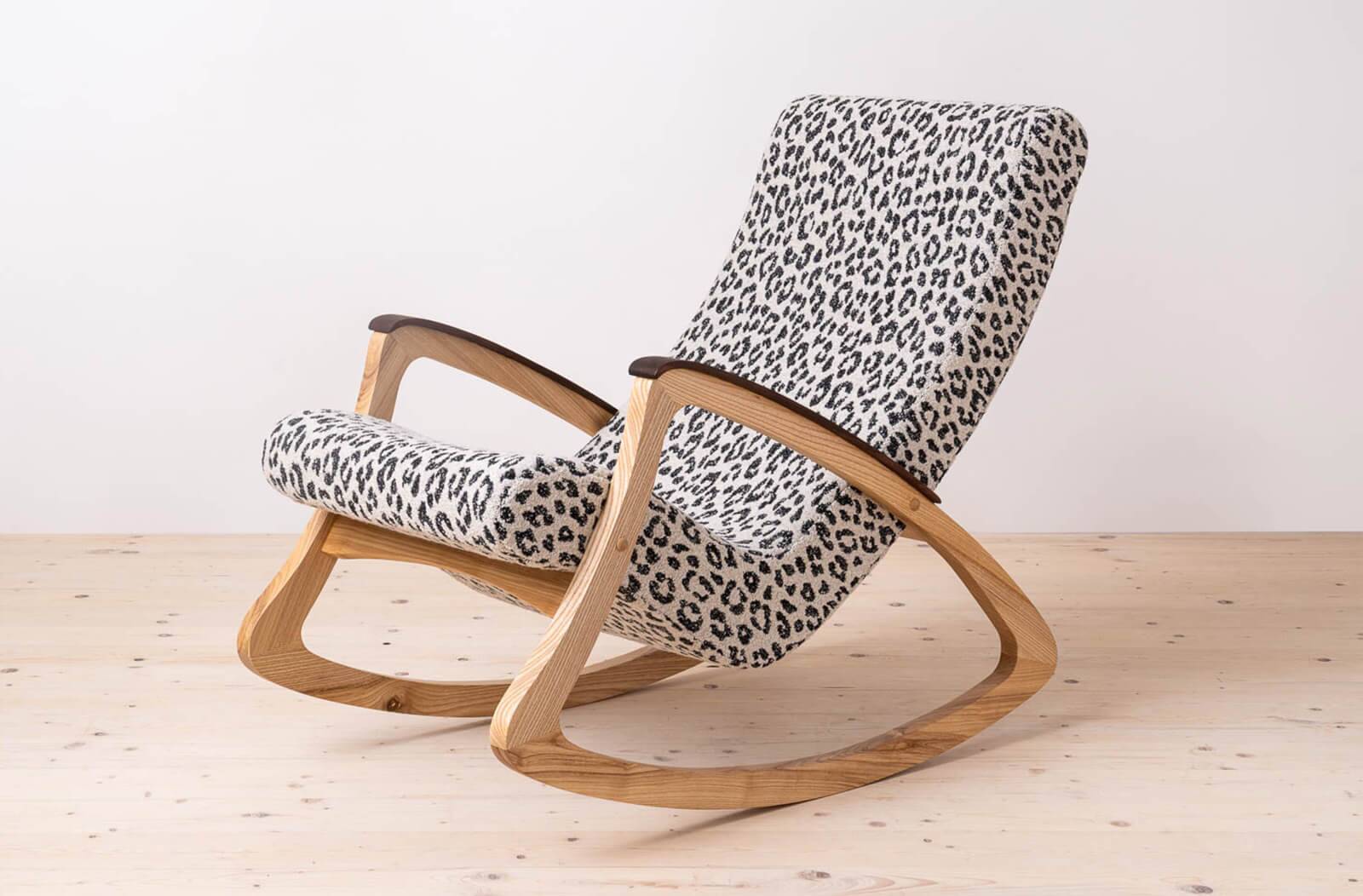 Mid Century Modern Vintage Rocking Chair, Czechoslovakia, 1950s, Reupholstered