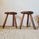 Pair of tripod wooden stools - brutalist look
