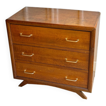 Vintage wooden chest of drawers with tapered legs - 1950s/60s