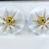 Italian Modern pair of brass ceiling lamps by Zero Quattro. 1970s