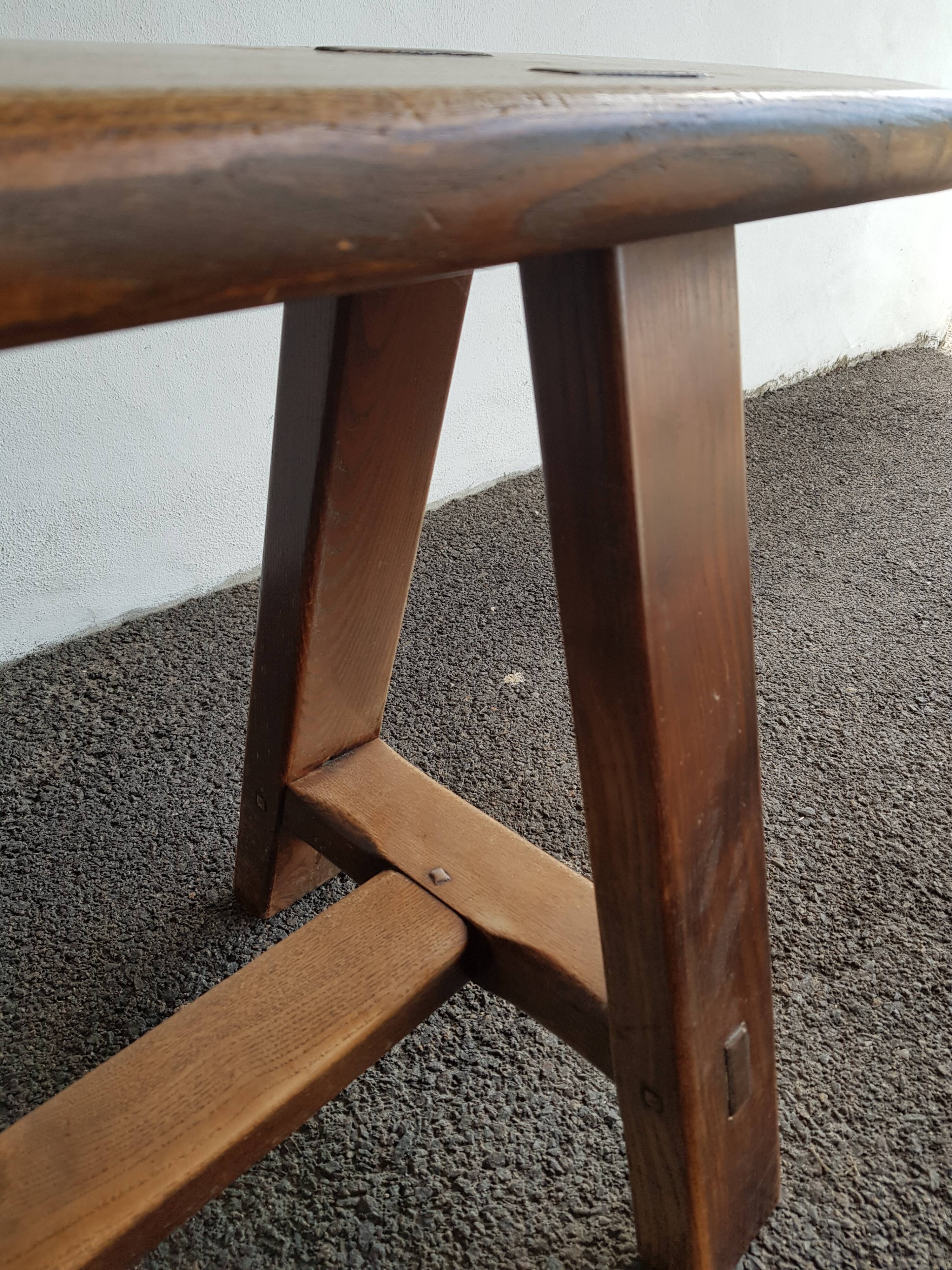 Country-style bench in solid oak