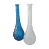 Pair of blue-coloured Empoli decanters