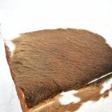 red brown leather cowhide footstools , poufs, 80s
