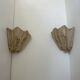 Pair of vintage shell wall lights, beige patinated plaster, France, 1940