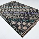 6x10 Geomtric Pattern Tribal Kilim Rug, 194x305 Cm