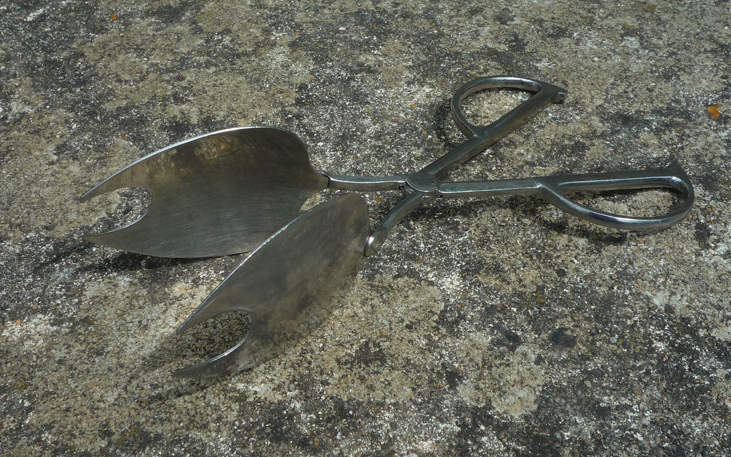 Stainless steel cutlery/salad clips, vintage 70s