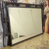 Large Art Deco mirror in hammered iron – Geometric decoration with rosettes