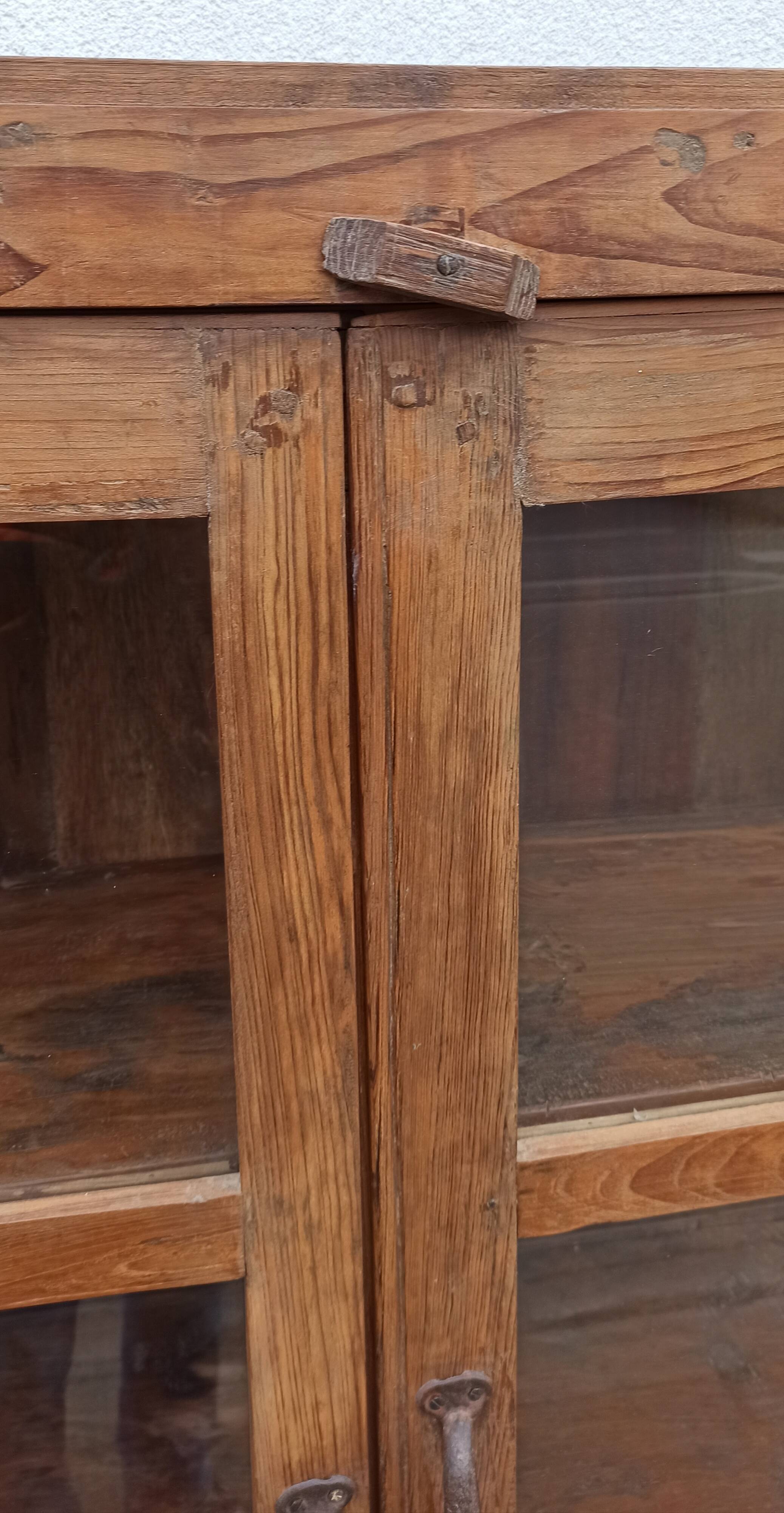 Old wooden cabinet display case with two doors