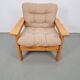 Vintage Brutalist Armchair in Pine and Fabric, 1970s