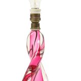 Lampe de table en cristal rose Val Saint Lambert Swirl Sixties