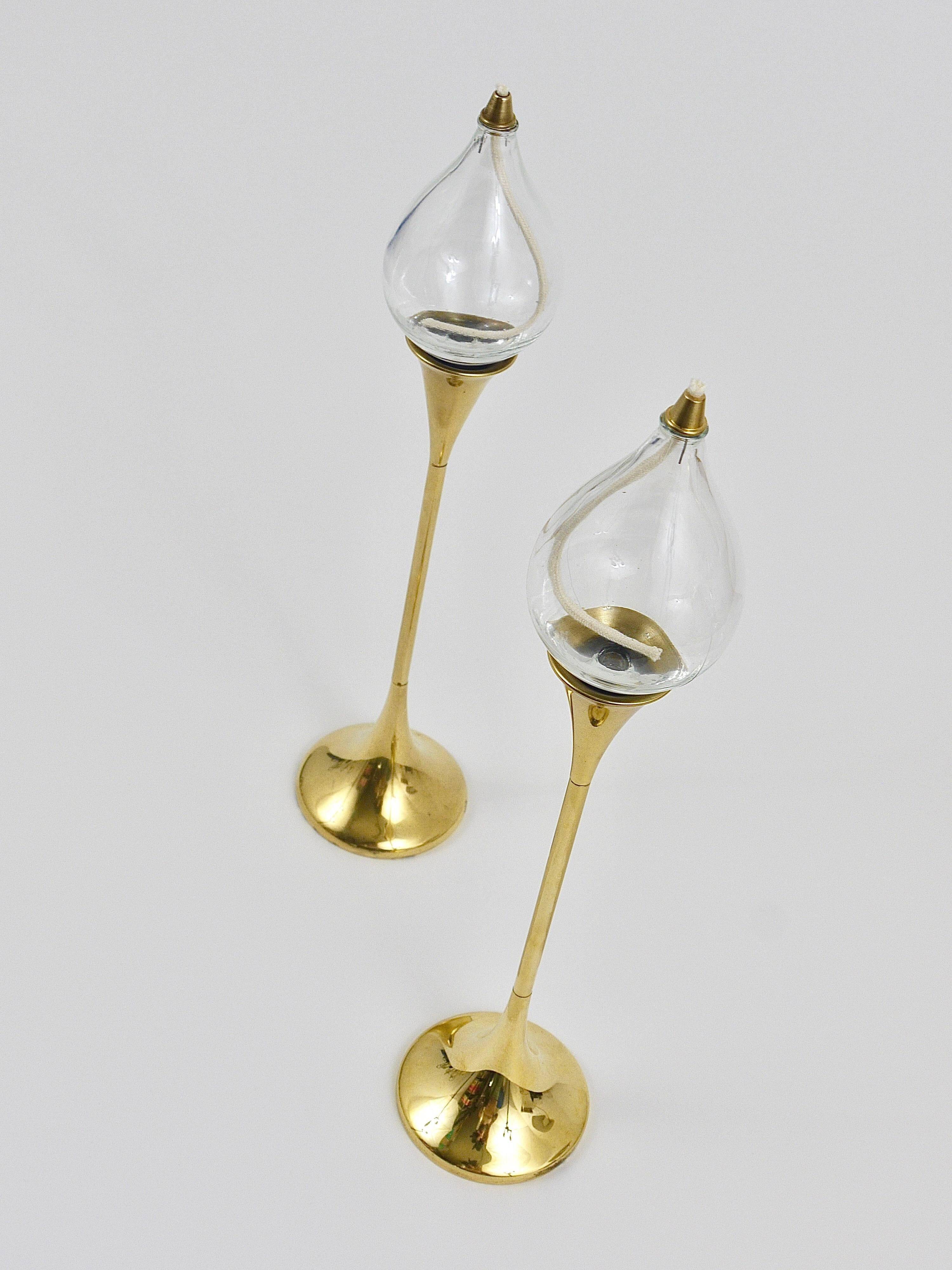 Deux grands porte-bougies à lampe à huile Freddie Andersen Midcentury, Danemark, années 1970