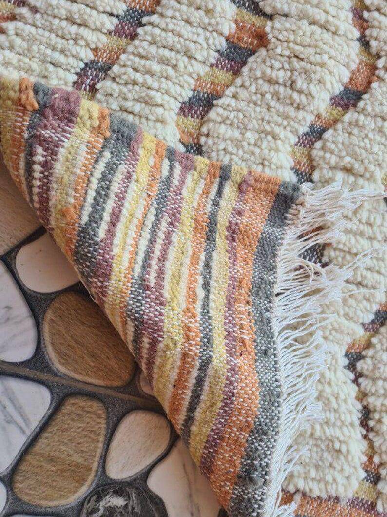Traditional handmade carpet in pure Atlas wool, 2/3 m.