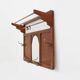 Art Deco oak carved wall coatrack with mirror, France 1920s