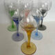 6 verres à vin en verre de couleur