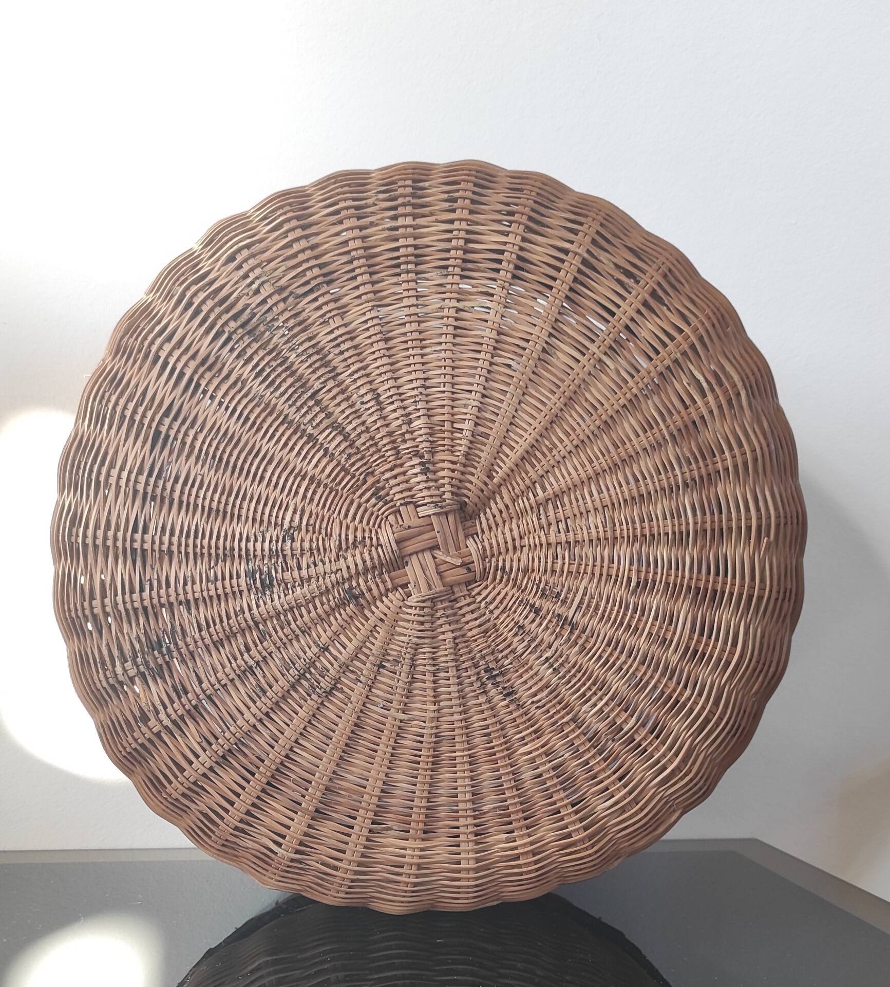 Boîte de rangement vintage en bambou tressé et osier