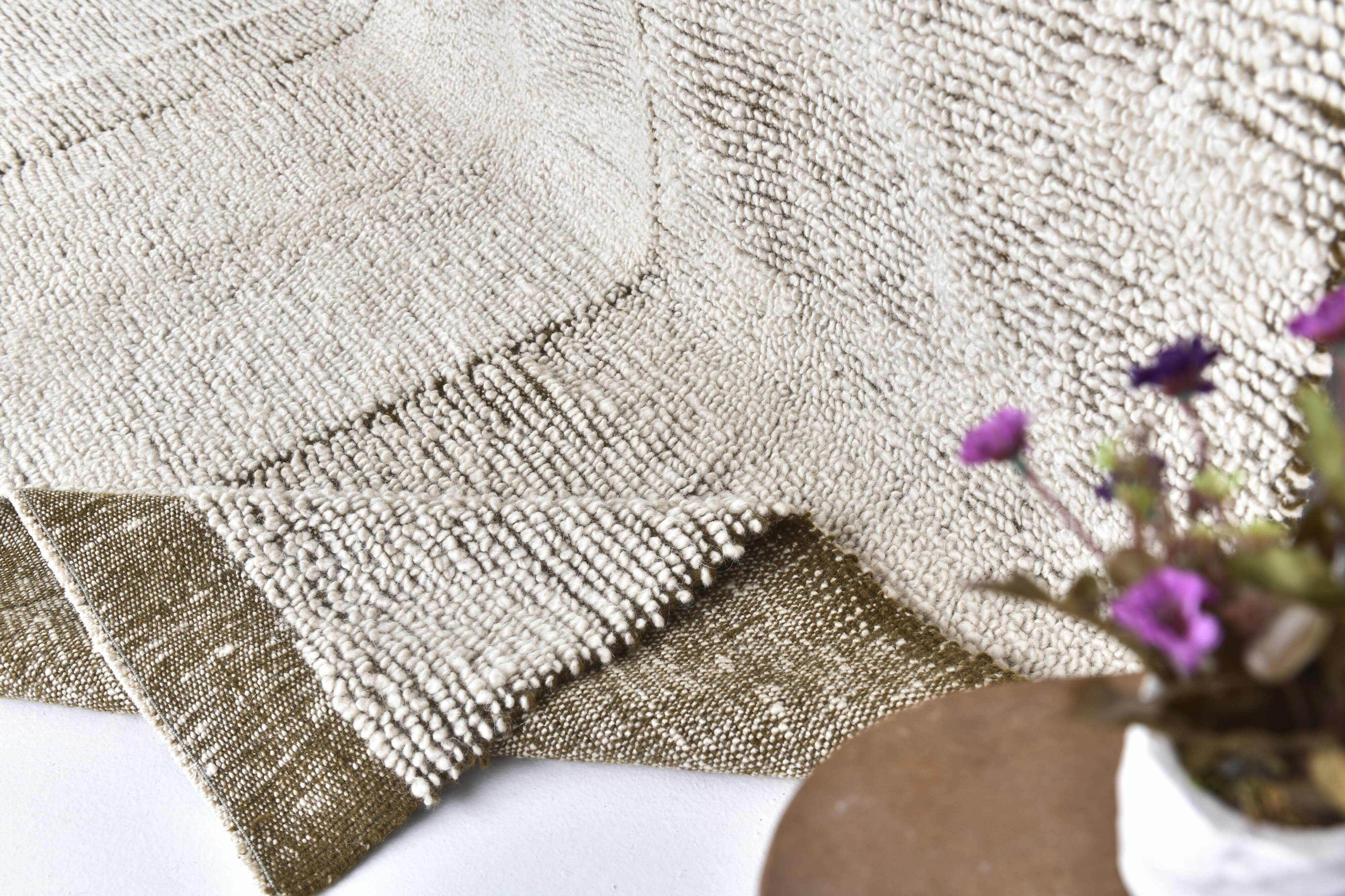 7x10 Dark Green White Handmade Wool Turkish Rug, 200x300Cm SK 242094