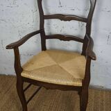 rustic oak armchair straw seat