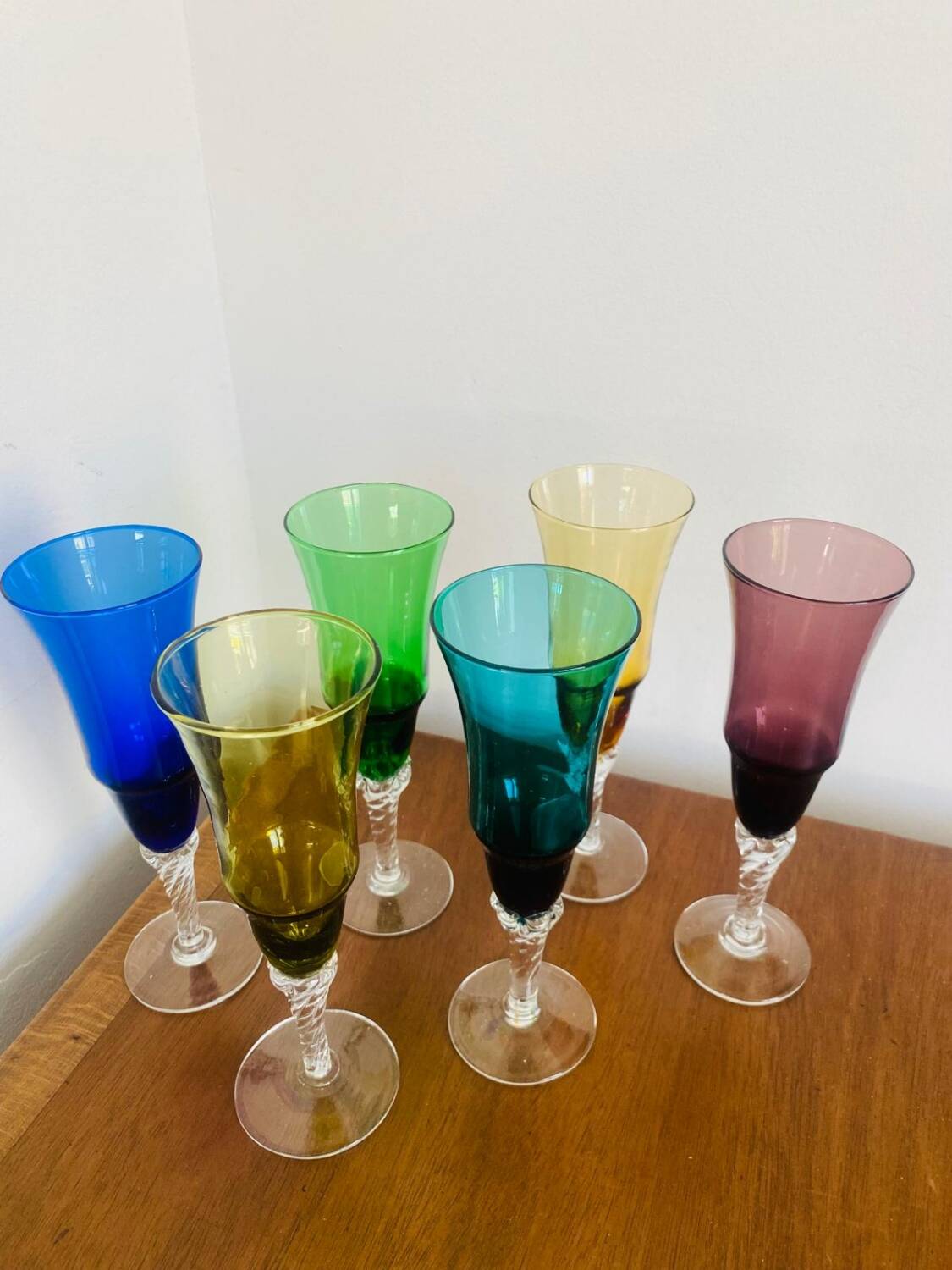6 flûtes à champagne Murano années 1960
