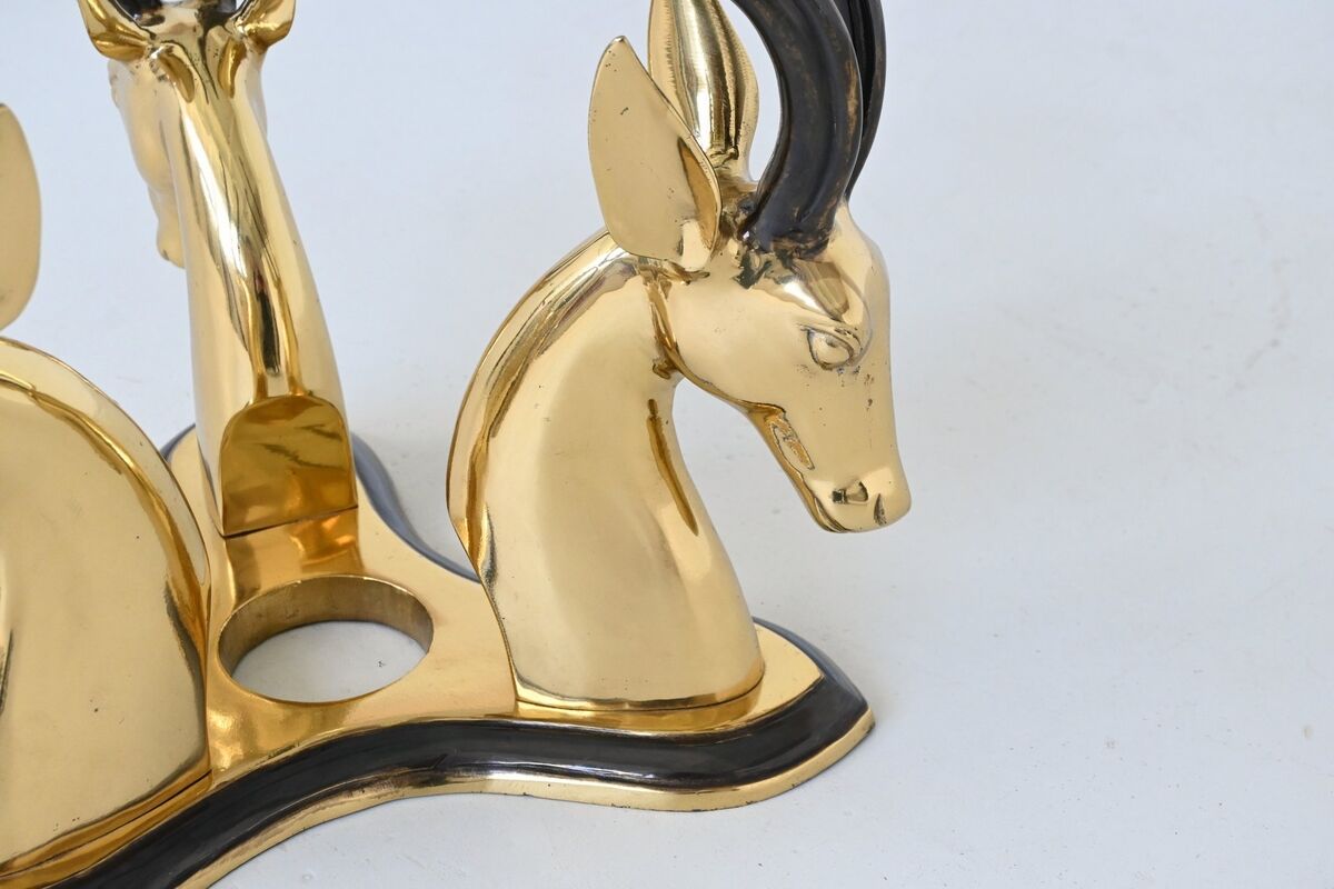 Hollywood Regency style coffee table brass antelope France 1970