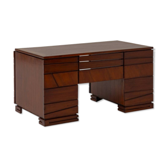 French Wooden Modernist Desk, France 1970s