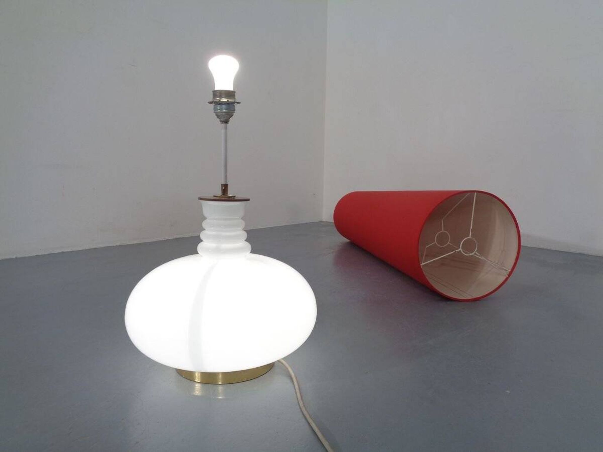 Floor lamp with illuminated glass stand from Doria Leuchten, 1960s.