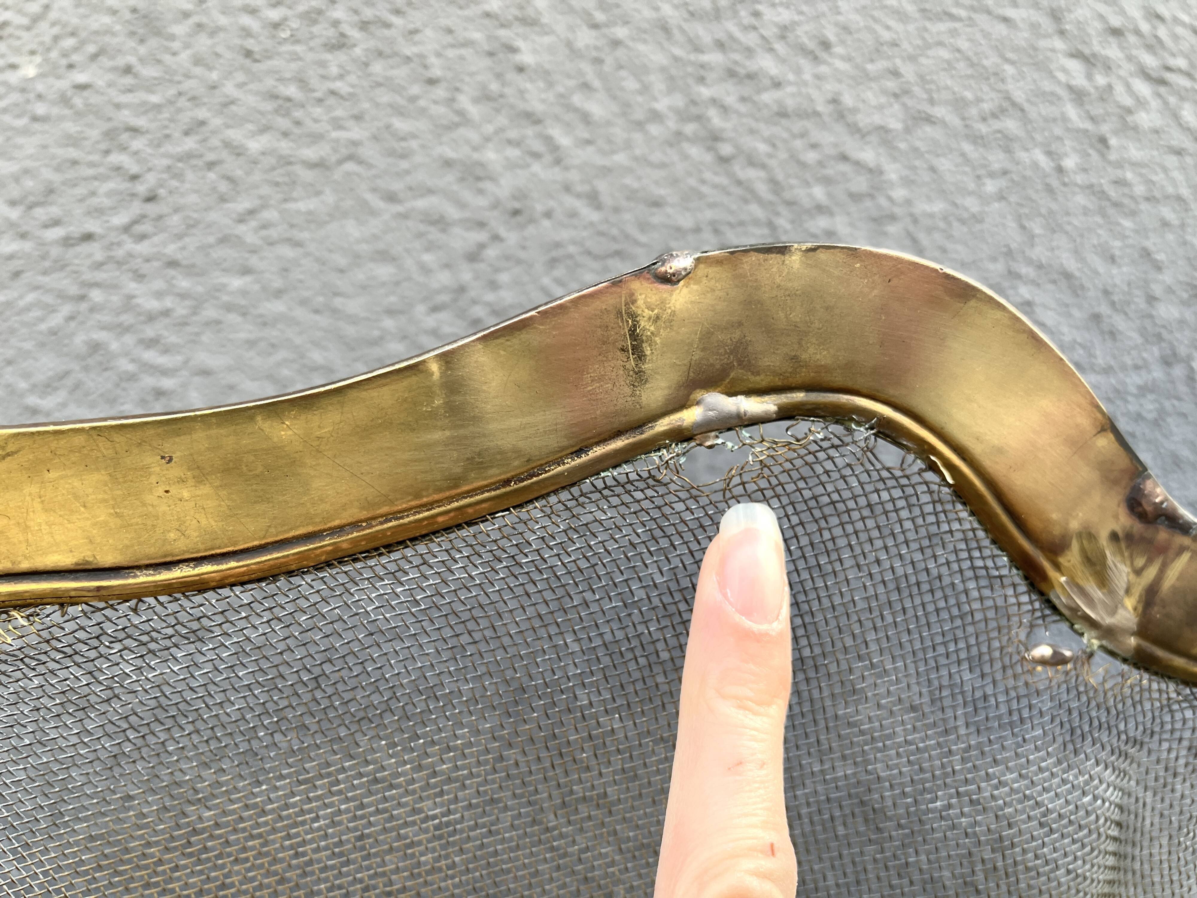 19th-century fireplace screen by Bouhon Frères in brass