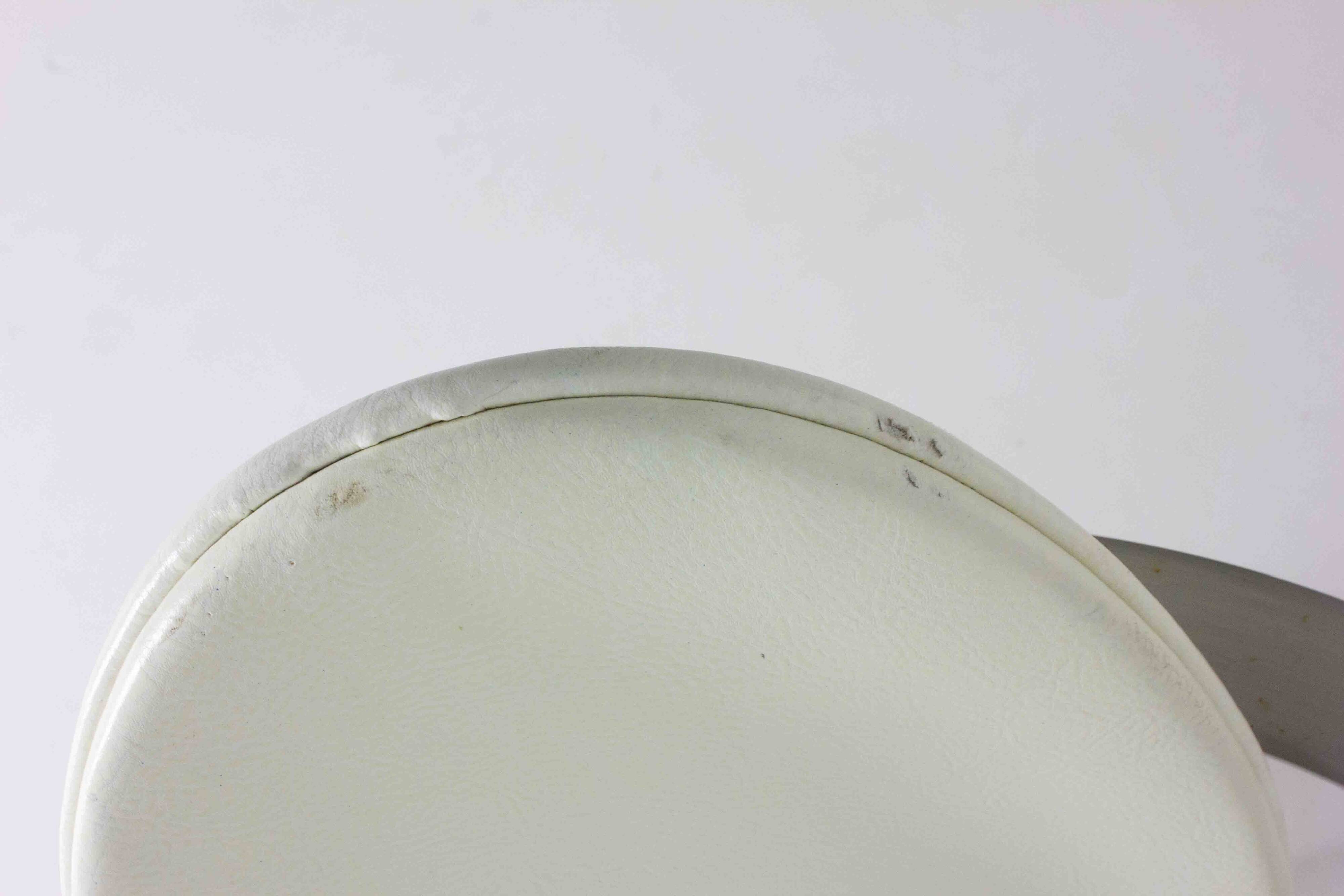 Postmodern dining chairs in steel and white leather, Belgium 1980s