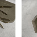 Vintage brass hollywood regency gold glamour coffee table with glass top, 1970s