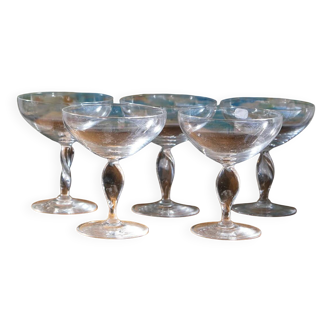 Crystal champagne coupes x5
