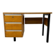 Bureau en bois vintage avec cadre en acier noir