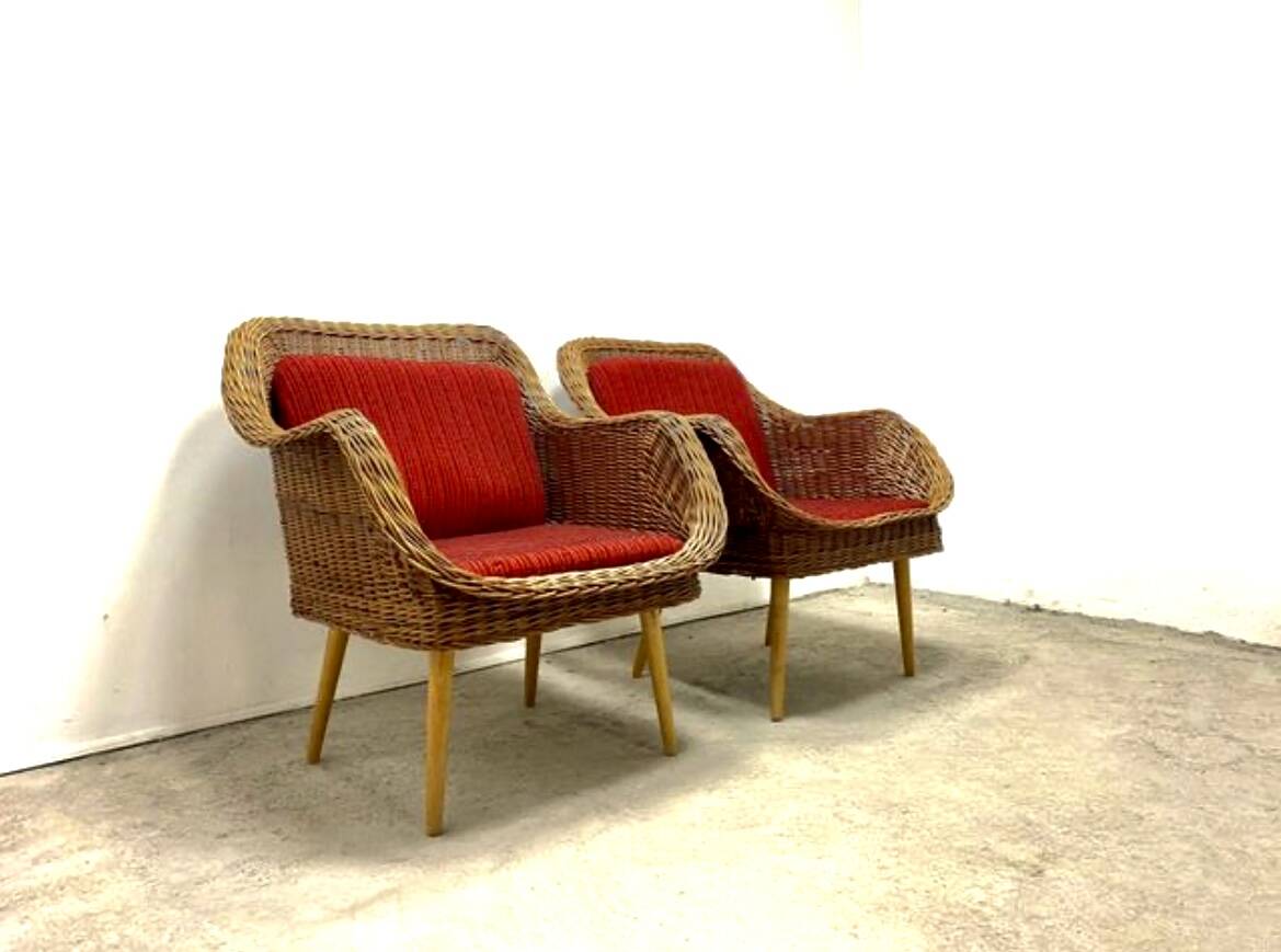 Chaises longues en rotin, lot de 2