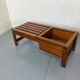 Table d'appoint vintage moderne à lattes en teck avec support pour plantes, 1960