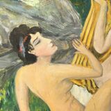 Painting on Art Deco isorel "Les Baigneuses"