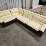 Canapé modulaire en cuir et daim avec unité d'angle, années 1970