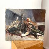 Oil on canvas still life 60s vintage