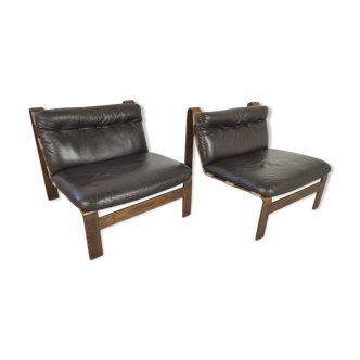 Pair of Carl Straub's vintage leather bentwood chairs