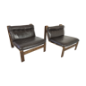 Pair of Carl Straub's vintage leather bentwood chairs