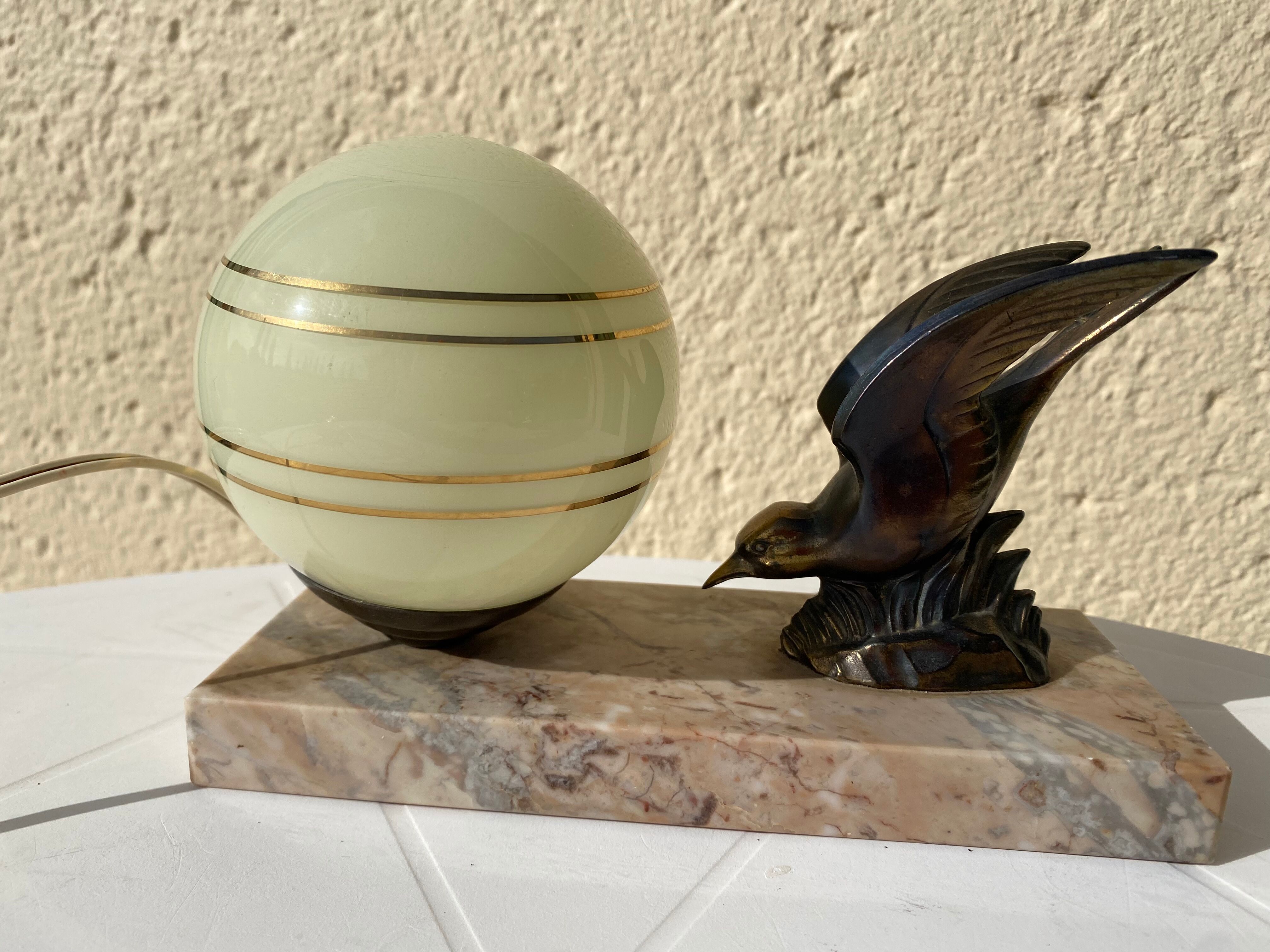 Vintage bird art deco lamp