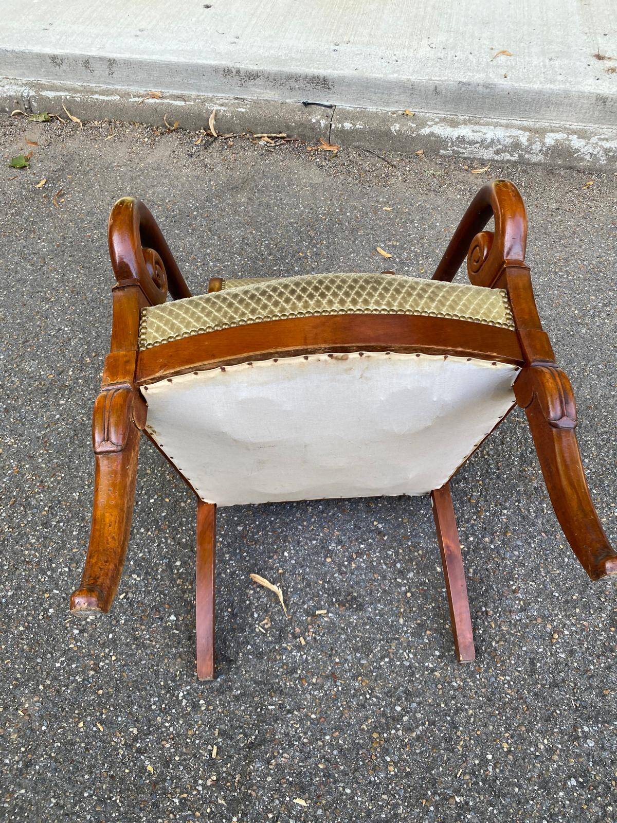 Louis Philippe regency office chair in solid wood and beige velvet