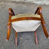 Louis Philippe regency office chair in solid wood and beige velvet