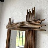 Pair of large vintage bamboo mirrors, 1970s