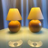 Lampes vintage en bois tourné